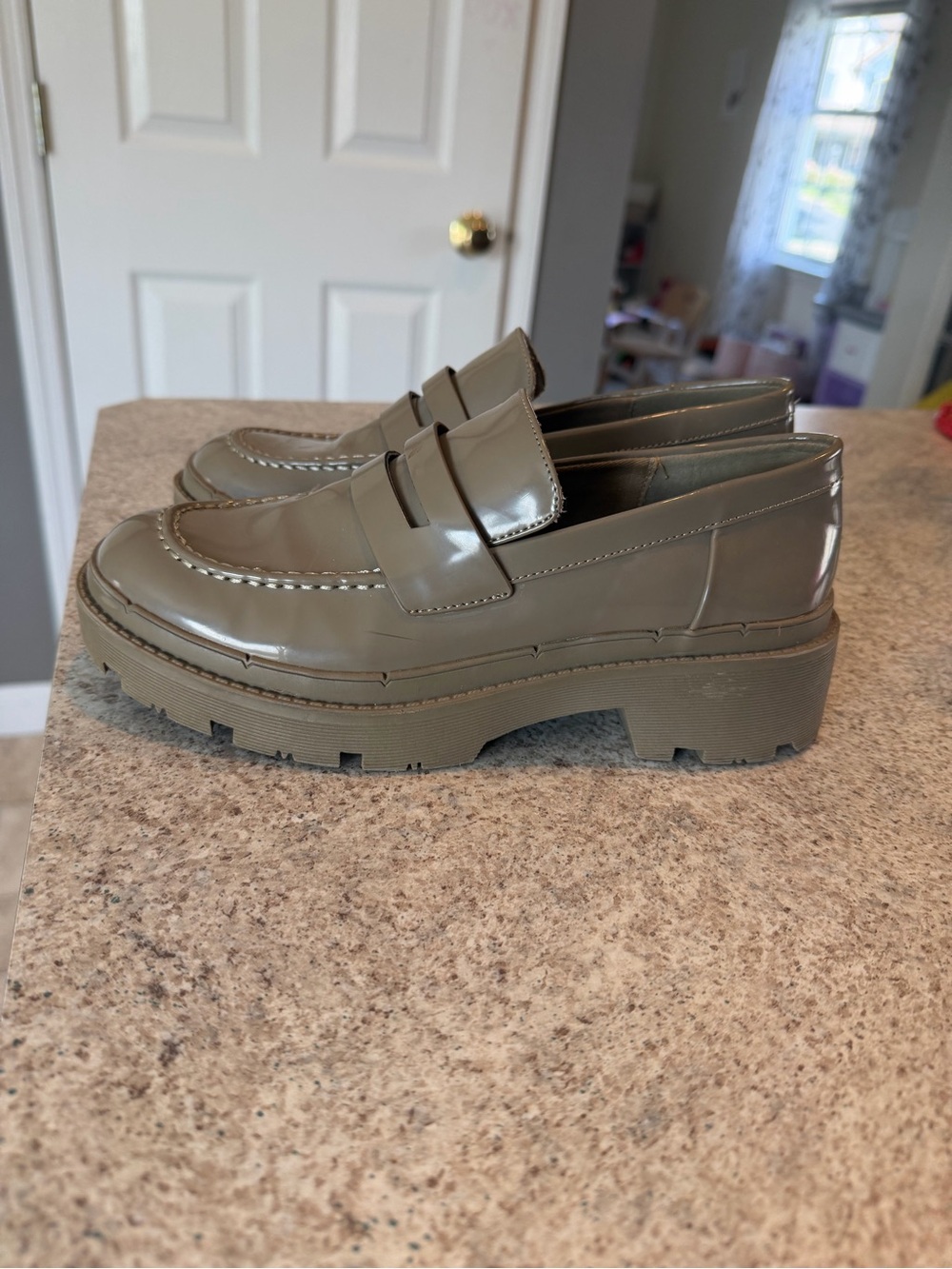 Zara Tan Chunky Sole Loafers, size 6